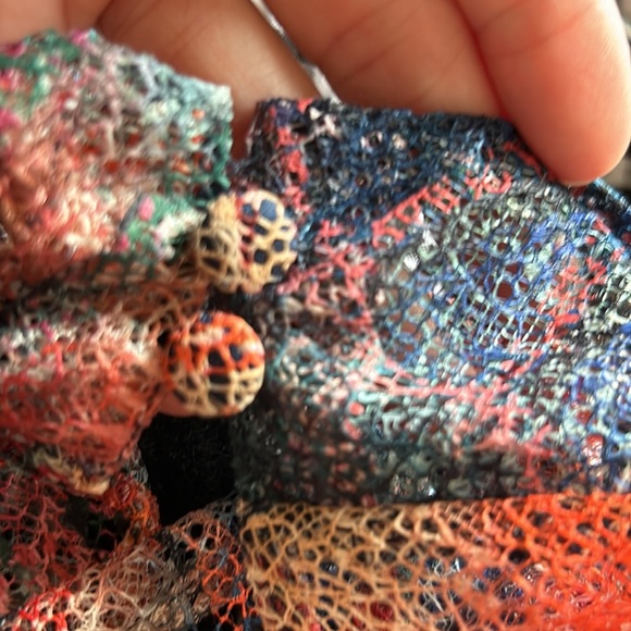 New Eloquii Colorful Lace Long Sleeve Blouse Size 24 Sheer Mandarin Collar NWT - Picture 8 of 10